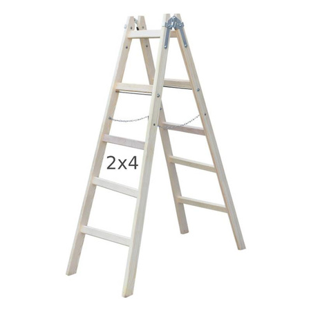 Drabina malarska dwustronna 2x4 stopnie 6kgx1300mm drewniana S-40588 STALCO