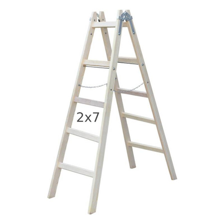 Drabina malarska dwustronna 2x7 stopni 10,5kgx2000mm drewniana S-40597 STALCO