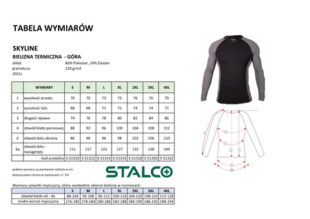 Bielizna termoaktywna koszulka męska SKYLINE czarna STALCO