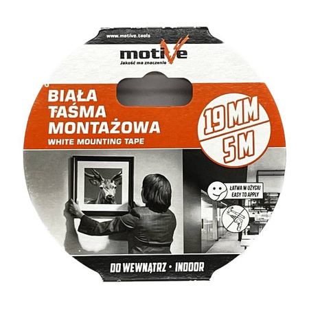 Taśma montażowa biała 19mmx5mb 020178 MOTIVE